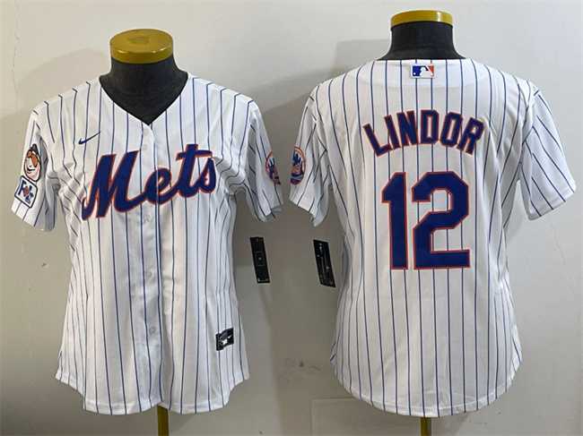 Womens New York Mets #12 Francisco Lindor White 2025 Spring Training Cool Base Stitched Jersey->mlb womens jerseys->MLB Jersey
